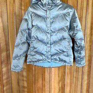 GAP Silver Girl’s Goose Down Puffer Jacket Detachable Hood XXL